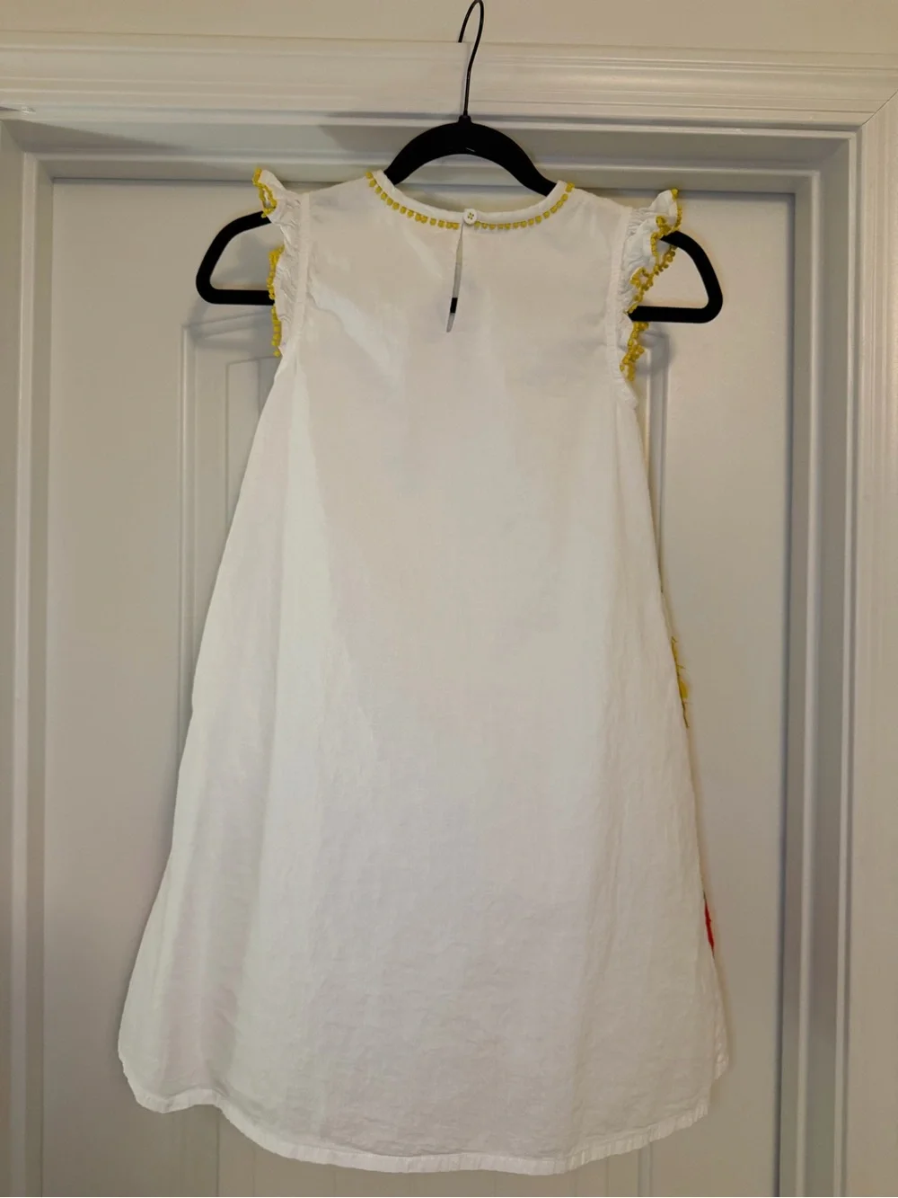Mini Boden girls size 9-10y white sleeveless tropical fruit cotton summer dress